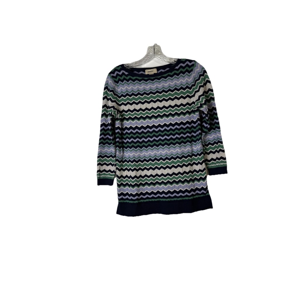 LOFT  Women's‎ Zig Zag Striped Sweater 3/4 Sleeve Sz S Light Weight